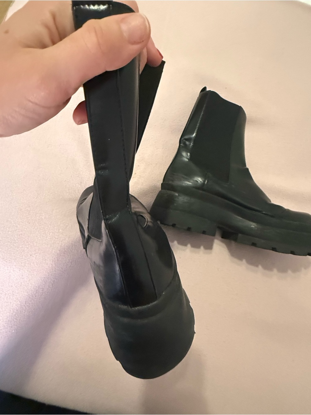 Zara Black Chunky Platform Chelsea Boots - Picture 7 of 10